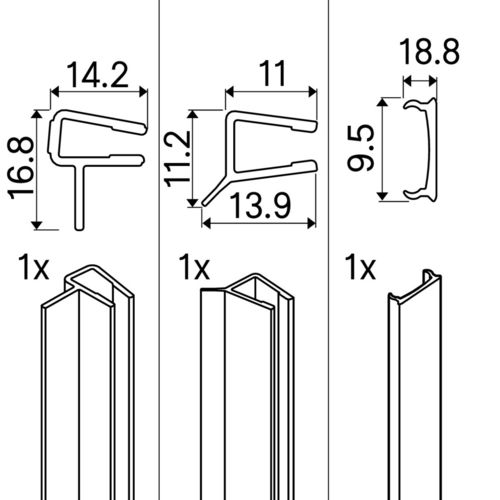 OA-ST Kit de baguettes verticales VG 2 pièces niche