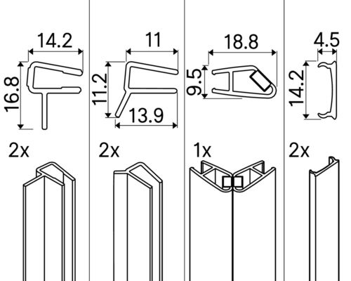 OA-ST Kit de baguettes verticales VG 2 pièces accès d'angle