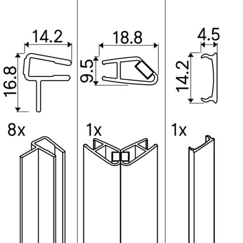 OA-ST Kit de baguettes verticales VG 3 pièces accès d'angle